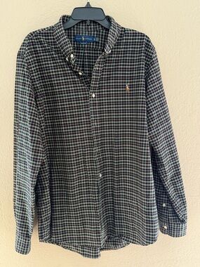 Ralph Lauren Black and Green Plaid Button-Down Shirt